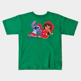 Merry STITCHMAS transparent Kids T-Shirt